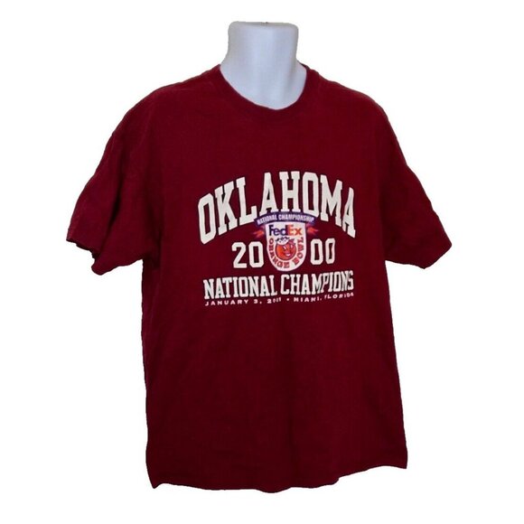 Champion Vintage 2001 FedEx Orange Bowl Oklahoma red cotton T-Shirt size XL - Picture 1 of 9